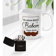 BK Kişiye Özel Bu Adam Benim Babam Tasarımlı Kupa Bardak ve Benzinli Çakmak Seti