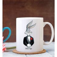 BK Kişiye Özel Bugs Bunny Tasarımlı Beyaz Kupa Bardak