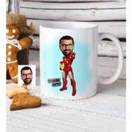 BK Kişiye Özel Demir Adam Karikatür Beyaz Kupa Bardak