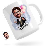 BK Kişiye Özel Erkek Doğum Günü 3 Karikatürlü Beyaz Kupa Bardak