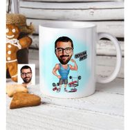 BK Kişiye Özel Fitness Karikatür Beyaz Kupa Bardak