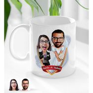 BK Kişiye Özel İsimli - 16 Sevgililer Karikatürlü Beyaz Kupa Bardak