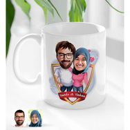 BK Kişiye Özel İsimli - 58 Sevgililer Karikatürlü Beyaz Kupa Bardak