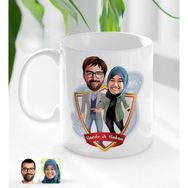 BK Kişiye Özel İsimli - 60 Sevgililer Karikatürlü Beyaz Kupa Bardak