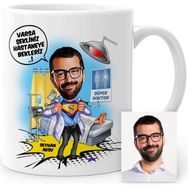 BK Kişiye Özel Mesleki Doktor Karikatür Beyaz Kupa Bardak