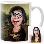 BK Kişiye Özel Mona Lisa Karikatür Beyaz Kupa Bardak