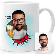BK Kişiye Özel Şerefe Karikatür Beyaz Kupa Bardak