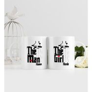 BK Kişiye Özel The Man ve The Girl Tasarımlı Ikili Beyaz Kupa Bardak