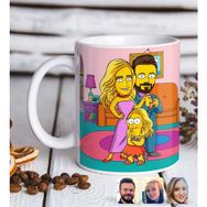 BK Kişiye Özel The Simpsons Aile Figürlü Beyaz Kupa Bardak