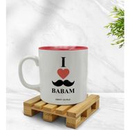 BK Model 1 Babamı Seviyorum Tasarımlı Kırmızı Beyaz Kupa Bardak
