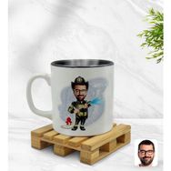 BK Model 1 Itfaiyeci Karikatürlü Siyah Kupa Bardak