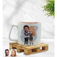 BK Model 100 Sevgililer Karikatürlü Middle Beyaz Kupa Bardak