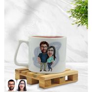 BK Model 109 Sevgililer Karikatürlü Middle Beyaz Kupa Bardak