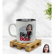 BK Model 2 Kadın Big Boss Karikatürlü Siyah Kupa Bardak