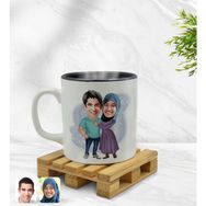 BK Model 61 Sevgililer Karikatürlü Siyah Kupa Bardak