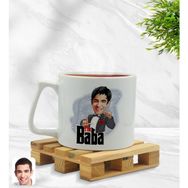 BK Model 7 Kişiye Özel Baba Godfather Karikatürlü Middle Beyaz Kupa Bardak
