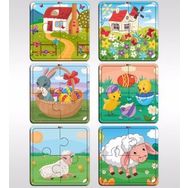 BK Model 9 Toys Çocuklar İçin Eğitici-Öğretici Ahşap 4 Parça Yapboz 6 Adet Puzzle