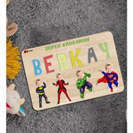 BK Toys Çocuklara Özel Süper Kahraman Konseptli Ahşap Eğitici Yapboz Puzzle