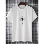 Black Sokak Men Hat Baskılı Oversze Bisisklet Yaka Beyaz Erkek T-shirt