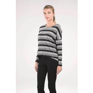Blackspade 50080 Gri Melanj Çizgili Uzun Kol Kadın Sweatshirt
