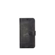 BloominBag Aurel Magna Sandy Stone Iphone 16 Pro Magsafe Uyumlu Wallet Case Siyah Gri Deri Telefon Kılıfı