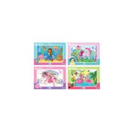 Blue Focus 30 Parça Frame Puzzle 4'lü Set Deniz Kızı, Unıcorn, Flamıngo, Sevimli Prenses