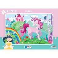 Blue Focus 30 Parça Kız Çocuk Unicorn Frame Puzzle Seti