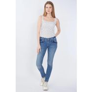 Blue White Fermuar Detaylı Kadın Jean Pantolon