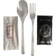 Blueden Plastik Çatal Kaşık Islak Mendil Kürdan Tuz Seti Paketi x 100