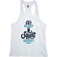 Bluu Squat Beyaz Fitness Gym Tank Top Erkek Sporcu Atleti