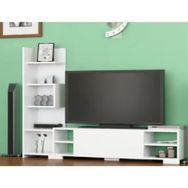 BMdekor Perde Kitaplıklı Beyaz TV Ünitesi