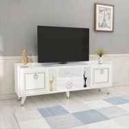 BMdekor Raks Beyaz Gold 150 cm Tv Sehpası
