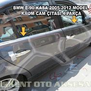 Bmw E90 2005-2012 Paslanmaz Çelik 4 Parça Krom Cam Çıtası
