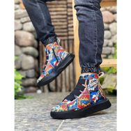Boa BA0142 Çok Renkli Siyah Renk Kalın Yüksek Taban Bantlı Popart Model Erkek Spor Bot