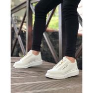 Boa BA0310 Kalın Yüksek Taban Fermuarlı Beyaz Erkek Ayakkabı