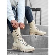Boa BA0605 Krem Renk Askeri Model Bağcıklı Kalın Taban Erkek Bot