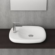 Bocchi Fenice 54 cm Mat Beyaz Armatür Deliksiz Çanak Lavabo