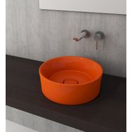 Bocchi Vessel Kare Tezgah Üstü 38 cm Parlak Turuncu Lavabo