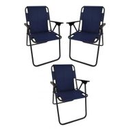 Bofigo Katlanır Beyaz Mermer Desenli 60x80 cm Kamp Masası + Katlanabilir Ahşap Kollu 3 Adet Lacivert Sandalye Kamp Seti