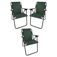 Bofigo Katlanır Çam Desenli 60x80 cm Masa + Katlanır Yeşil 3 Adet Sandalye Kamp Seti