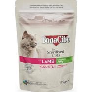 BonaCibo 85 gr Pouch Kuzu Etli Kısır Kedi Konservesi