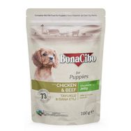 BonaCibo 85 gr Pouch Tavuklu Dana Etli Yavru Köpek Konservesi