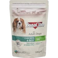BonaCibo Jelly Pouch Tavuklu Dana Etli 100 gr Yetişkin Köpek Maması