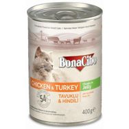 BonaCibo Jöleli Tavuk Ve Hindili 400 gr Yaş Kedi Maması