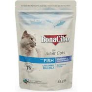BonaCibo Soslu Uskumru ve Balıklı 12x85 gr Yetişkin Yaş Kedi Maması