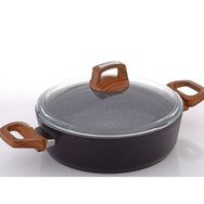 Bonera 26 cm Ahşap Desenli Bakalit Kulplu Vogue Granit Karnıyarık Tenceresi