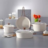 Bonera Milena 7 Parça Granit 18-22-26 cm Tencere 26 cm Tava Seti