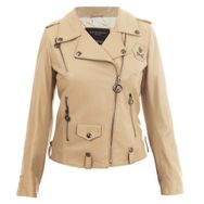 Bonesmen Biker Bej Metal Bones Deri Ceket