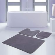 Bonny Home 3'lü Düz Gri Unicolor Kaymaz Klozet ve Banyo Halısı