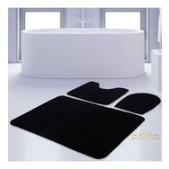 Bonny Home 3'lü Düz Siyah Unicolor Kaymaz Klozet ve Banyo Halısı